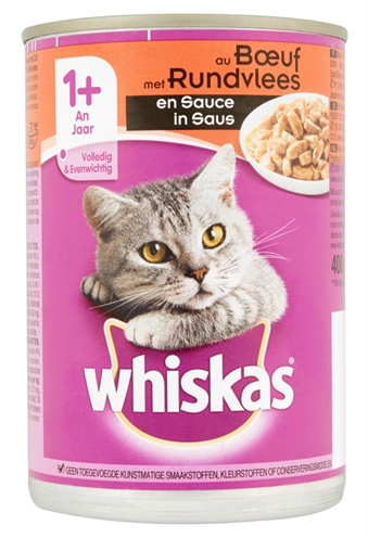 Whiskas blik adult rund in saus