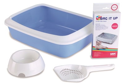 Savic kitten kattenbak isis startset blauw / wit product afbeelding