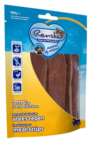 Renske Gezonde Beloning Vlees Strip Kip 100 Gr product afbeelding