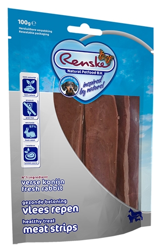 Renske Gezonde Beloning Vlees Strip Konijn 100 Gr product afbeelding