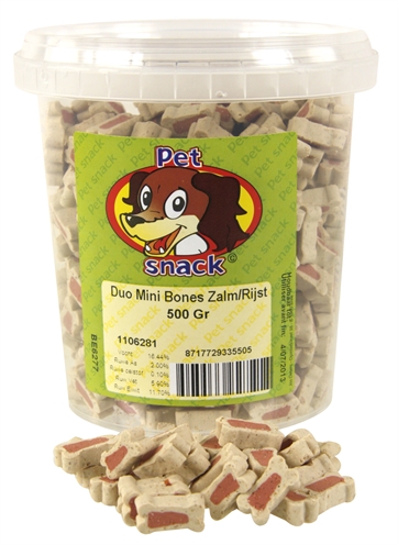 Petsnack Botjes Mini Duo Zalm/rijst 12x500 Gr product afbeelding