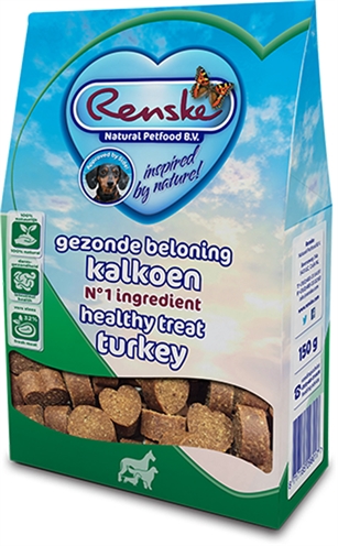 Renske Gezonde Beloning Hartjes Kalkoen 150 Gr product afbeelding