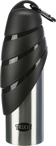 Trixie drinkfles rvs met plastic drinkbakje product afbeelding