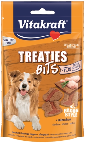 Vitakraft Treaties Bits Bacon Style Kip 120 Gr product afbeelding