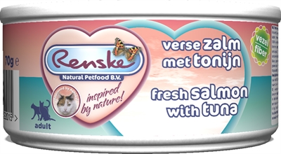 Renske Vers Vlees Maaltijd Kat Verse Tonijn Met Zalm Vezels 24x70 Gr product afbeelding