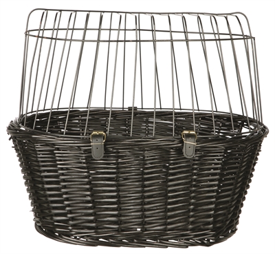 Trixie Wilgen Fietsmand Voorop Zwart Met Kussen en Kap 50x41x35 cm product afbeelding
