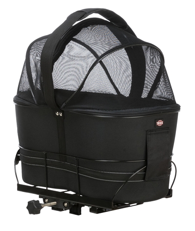 Trixie fietsmand achterop zwart met kussen en kap 29X42X48 product afbeelding