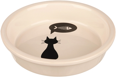 Trixie voerbak keramiek wit met silhouette kat product afbeelding