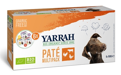 Yarrah Organic Hond Multipack Pate Kalkoen / Kip / Rund 900 Gr product afbeelding