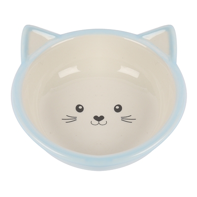 Happy pet voerbak kitten lichtblauw / creme