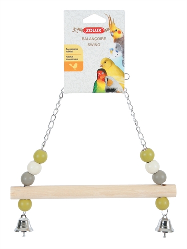 Zolux schommel hout met kralen / 2 bellen / ketting assorti product afbeelding