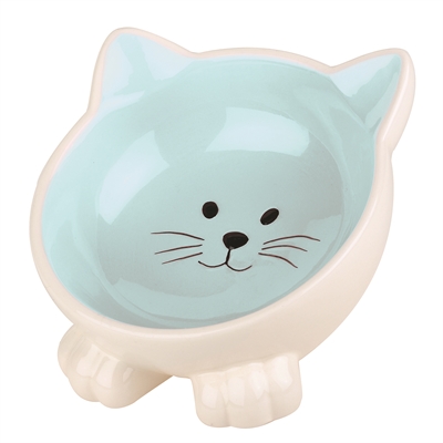 Happy pet voerbak kat orb blauw / creme product afbeelding