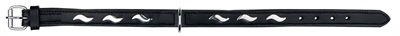 Trixie halsband hond active leer met golfjes zwart product afbeelding