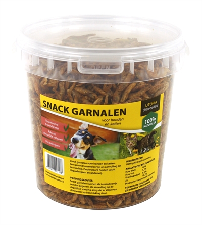 Gedroogde snack garnalen voor hond en kat product afbeelding