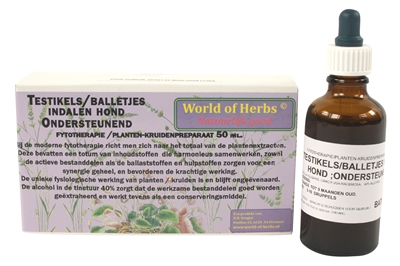 World of herbs fytotherapie testikel / balletjes indalen hond product afbeelding