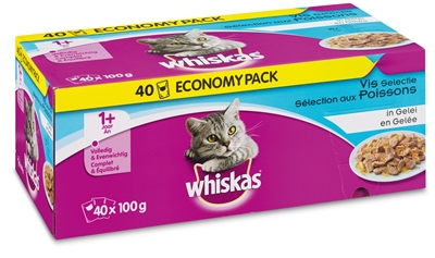 Whiskas multipack pouch adult vis selectie in gelei product afbeelding
