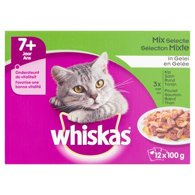 Whiskas multipack pouch senior mix selectie vlees / vis in saus product afbeelding
