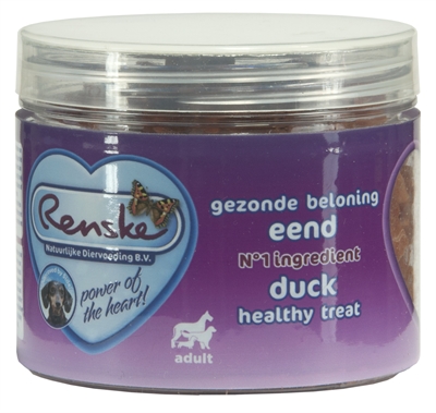 Renske hond gezonde beloning mini hartjes eend product afbeelding