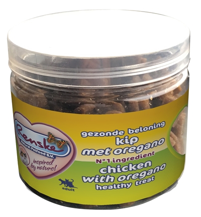 Renske kat gezonde beloning mini hartjes kip / oregano product afbeelding