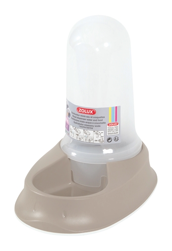 Zolux nonslip smart voer/waterdispenser taupe product afbeelding