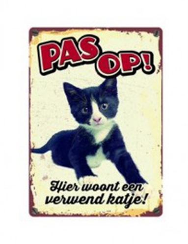 Plenty gifts waakbord blik verwend katje product afbeelding