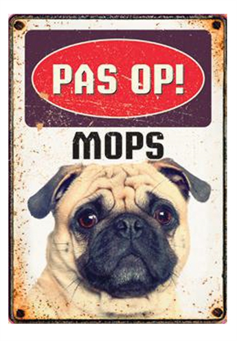 Plenty gifts waakbord blik mops product afbeelding