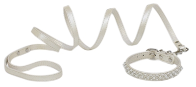 Croci hondenriem met halsband pearls parels wit product afbeelding