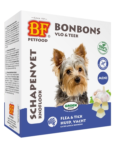 Biofood schapenvet mini bonbons knoflook product afbeelding
