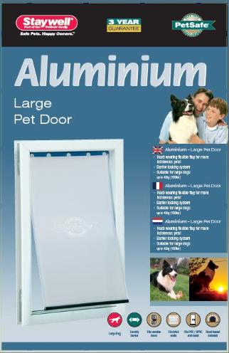 Petsafe hondenluik tot 45 kg aluminium wit product afbeelding