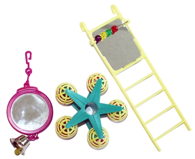 Happy pet bird toy mp spiegel/ladder/carousel product afbeelding