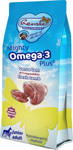 Renske Mighty Omega Plus Junior/Adult Lam/Rijst 15 Kg product afbeelding