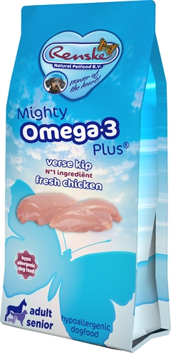 Renske Mighty Omega Plus Adult/senior Kip/Rijst 15 Kg product afbeelding
