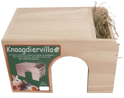 Knaagdiervilla hout met groenvoerruif product afbeelding