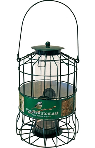 Metalen voederautomaat voor kleine vogel groen product afbeelding