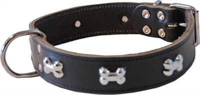 Halsband met botjes donkerbruin product afbeelding