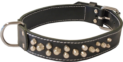 Zware halsband met sierbeslag zwart product afbeelding