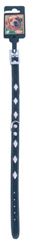 Halsband nubuck met metalen ruiten zwart product afbeelding