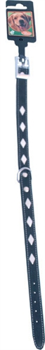 Halsband nubuck met metalen ruiten zwart product afbeelding