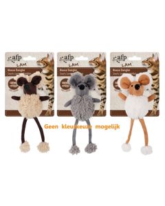 Afp mouse dangler lamswol met catnip assorti