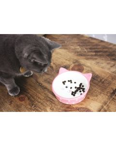 Happy pet voerbak kat polka roze / creme