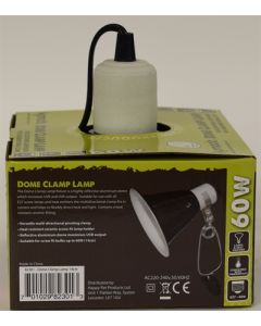 Komodo black dome clamp lamp fixture