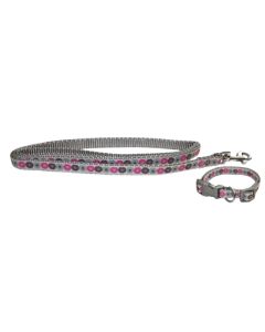 Little rascals puppy halsband met lijn roze