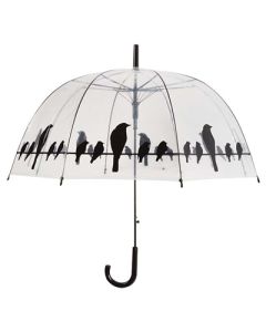 Paraplu vogels op draad transparant / zwart