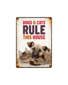 Plenty gifts waakbord blik dogs & cats rule this house