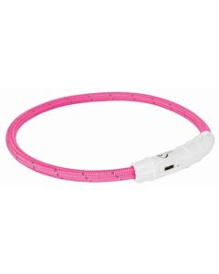 Trixie halsband hond flash lichthalsband usb tpu / nylon roze