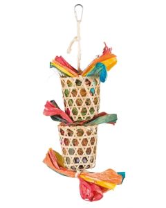 Trixie vogel natuurspeelgoed aan sisalkoord palmblad / maÏslies