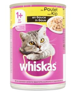 Whiskas blik adult brokjes in saus kip