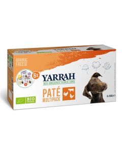 Yarrah organic hond multipack pate kalkoen / kip / rund