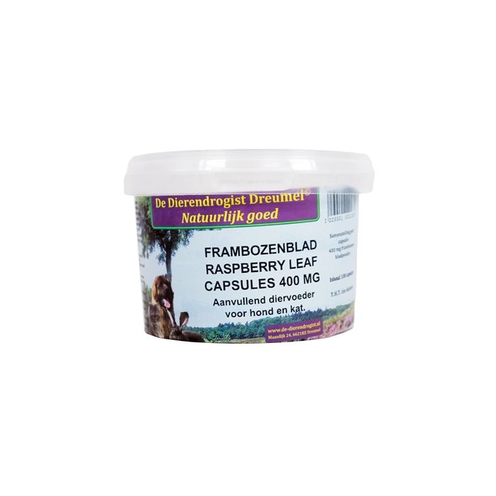 Dierendrogist frambozenblad capsules 400 mg