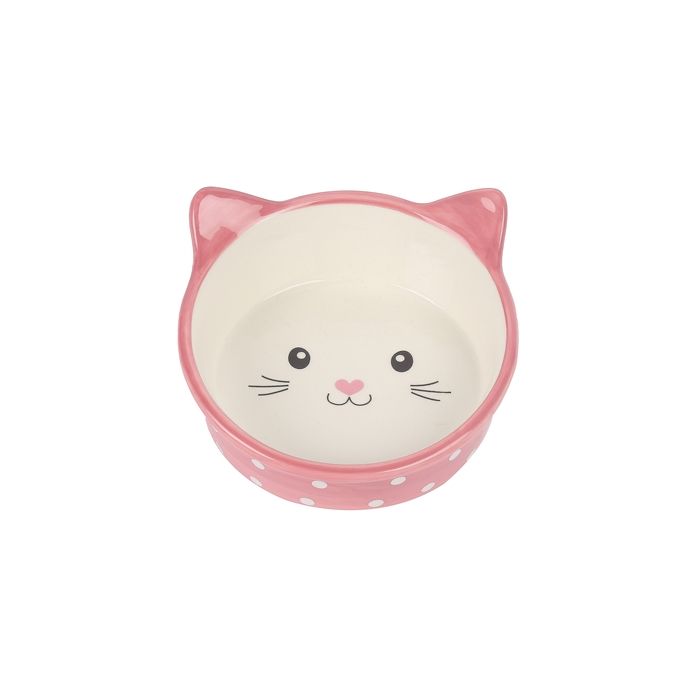 Happy pet voerbak kat polka roze / creme